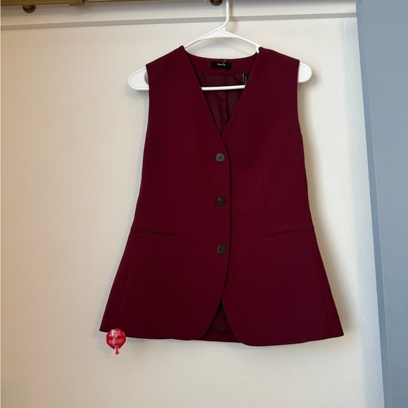 NWT Theory Women's Burgundy “Admiral” Tailored Vest - Picture 2 of 11